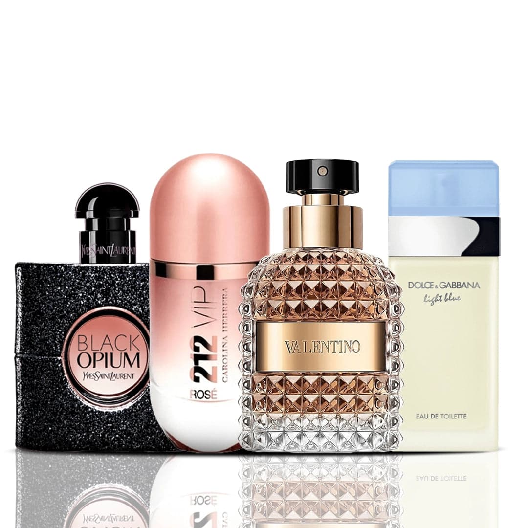 Carolina Herrera Set 4 Parfumuri | Black Opium + 212 VIP Rose + Valentino + Dolce & Gabbana Light Blue 100 ml