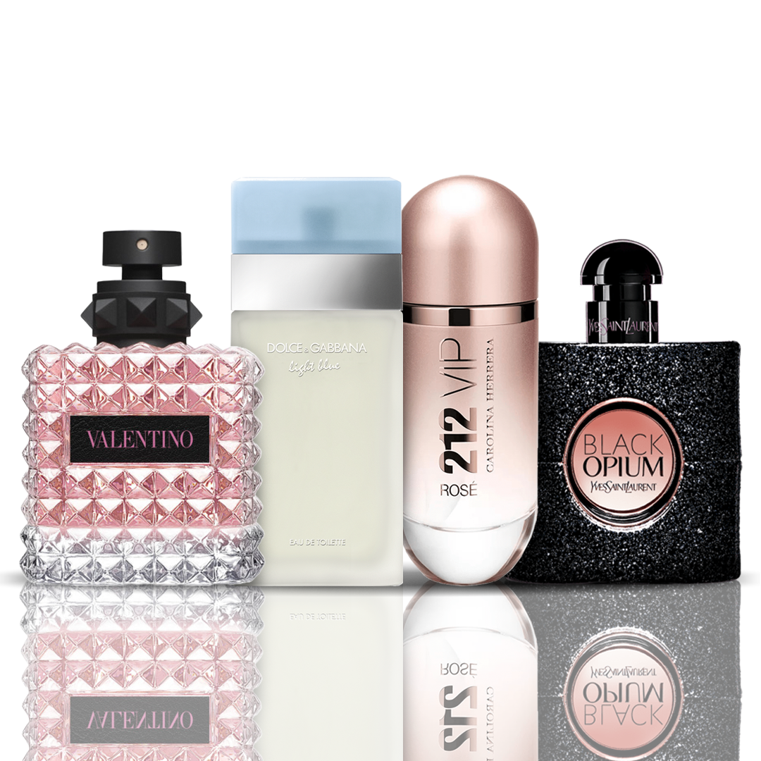 Carolina Herrera Set 4 Parfumuri | Valentino + Light Blue + 212 VIP Rose + Black Opium 100 ml